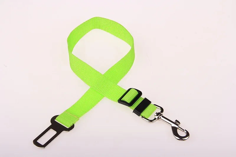 Strong nylon dog car seat belt with metal buckle for secure pet transport
