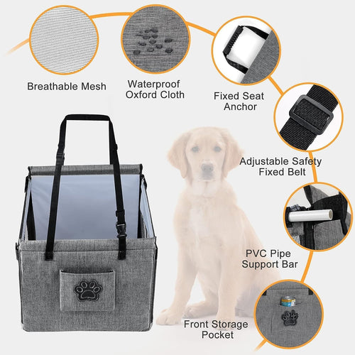Dog car seat barrier with storage pockets and adjustable straps

