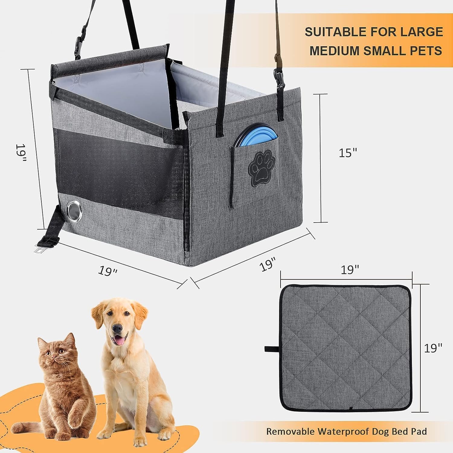 Dog car seat barrier organizer suitable for small and large dogs
