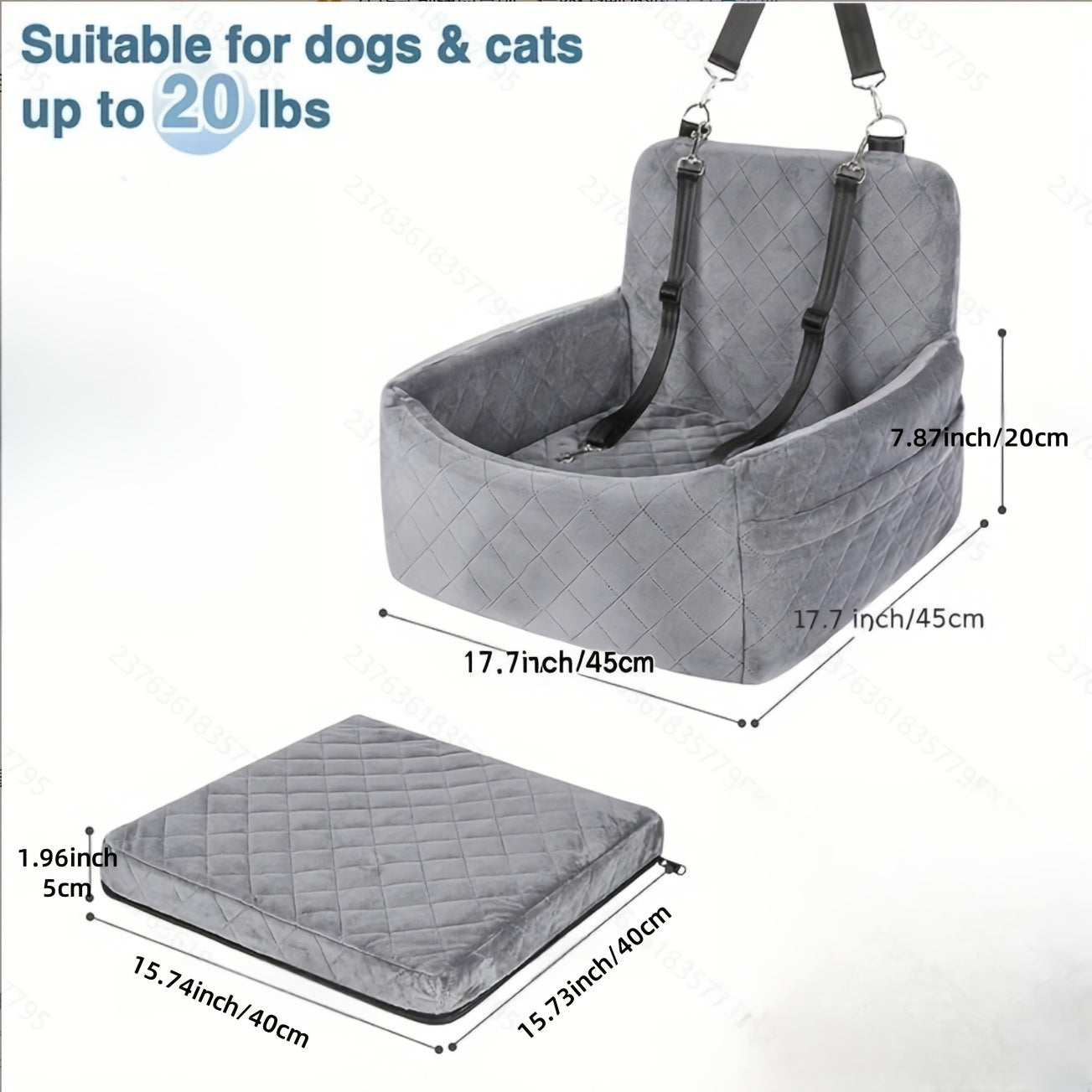 Portable Dog Car Seat – Warm & Secure Travel Bed for Small & Medium Dogs